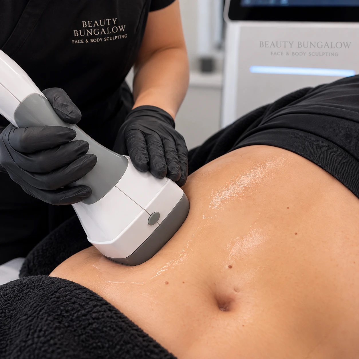 MED 360 body contouring treatment on the abdomen at Beauty Bungalow